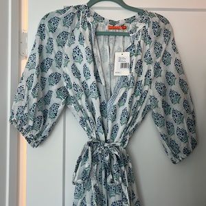 NWT Oliphant Blue and Green Tie waist Dress